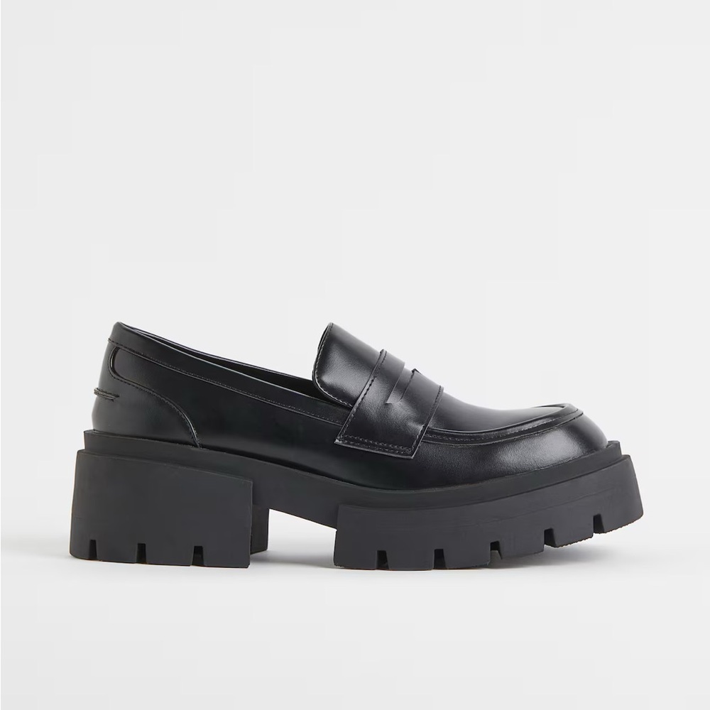 H&M Classic Chunky Black Penny Loafers Sz EU 36